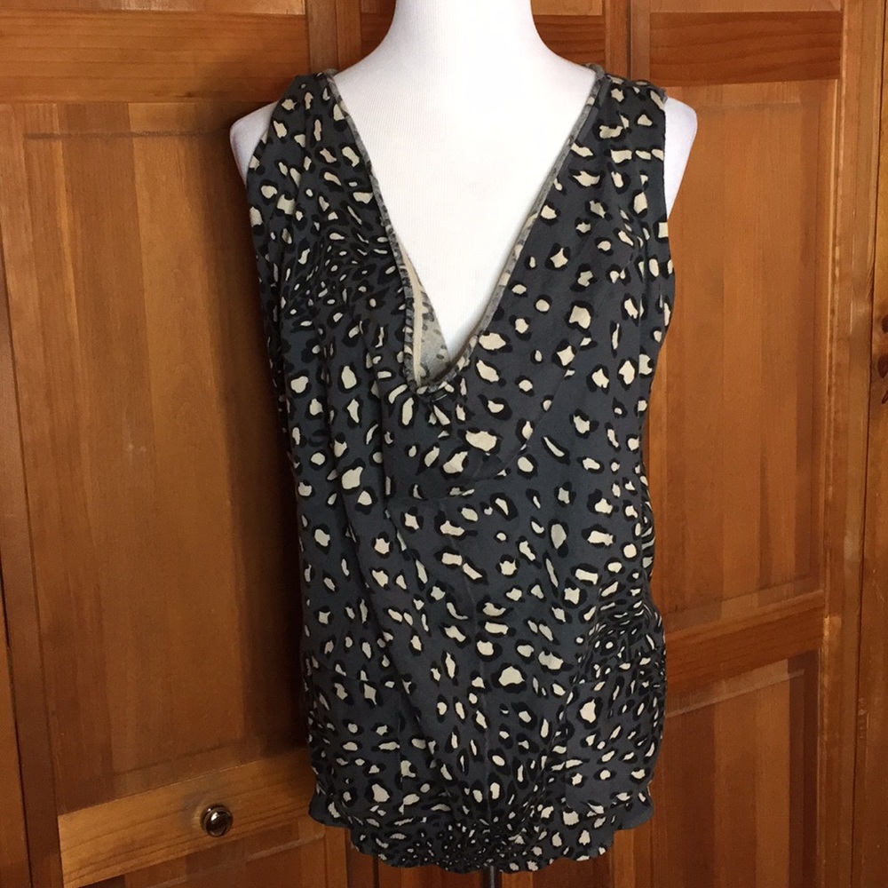 KENSIE Size Small Knit Tank CHEETAH Gray sweater Animal Print Drapeneck $79 NEW